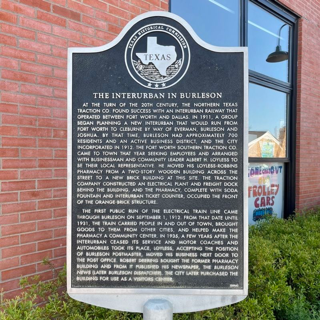 The Interurban in Burleson - Texas State Historical Marker